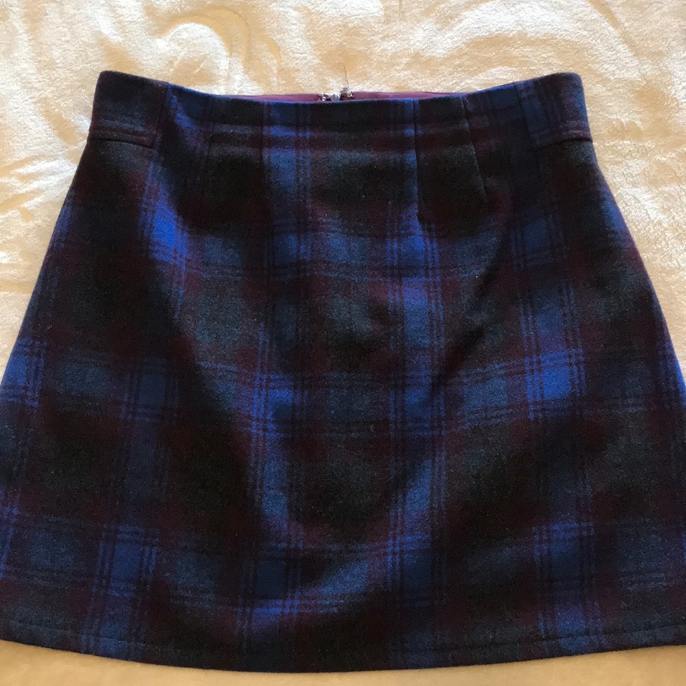 Plaid wool blend with liner mini skirt